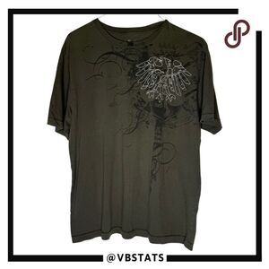 Malibu Cowboy Men's Cotton Embroidered Graphic T-Shirt Olive Green Size XL